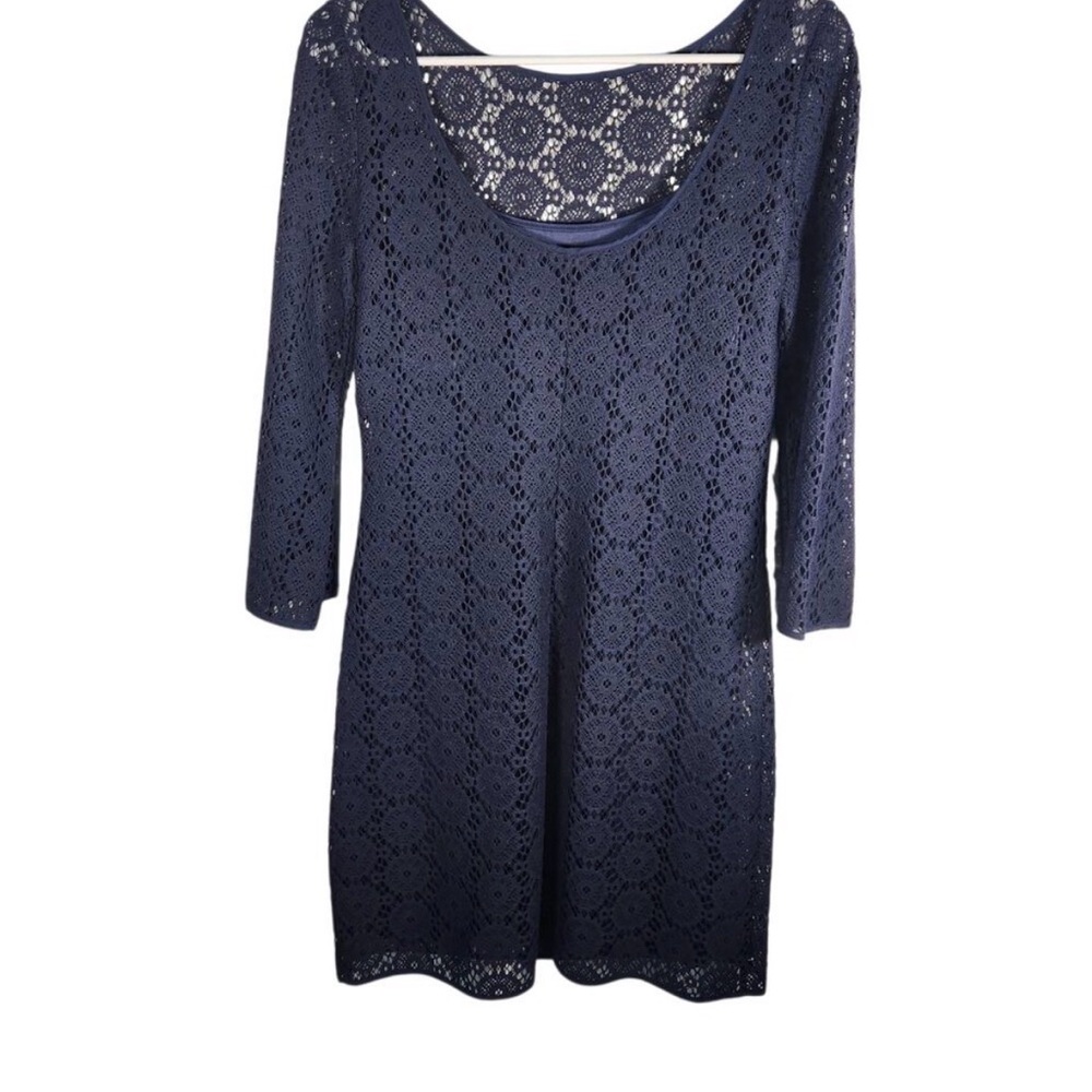 Lilly Pulitzer Topanga Breakers Lace Dress S Navy Blue Wedding Party Cocktail